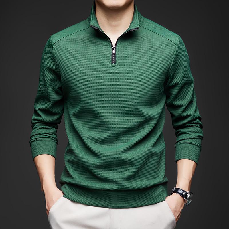 Men S Loose Casual Stand Collar Long Sleeve Polo Sweatshirt
