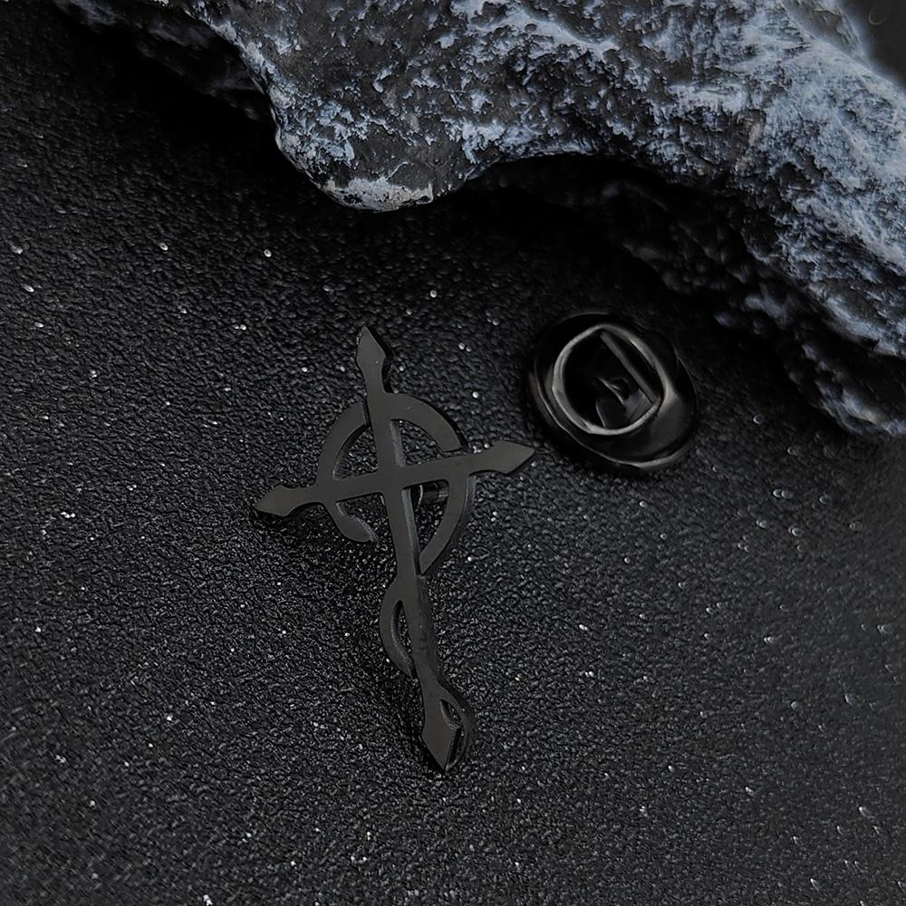 Symbol Culture Stainless Steel Brooch, Ancient Mythological Serpent Symbol Badge, Jewelry for Health and Guardianship.