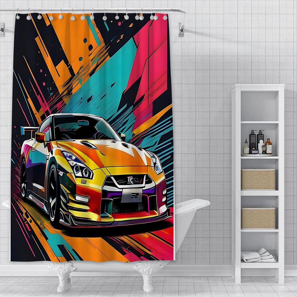 Shower Luxury Sports Car Logo Curtain Waterproof Polyester Fabric Paint Colorful Bath Curtains Home Bathroom Decor With Hook