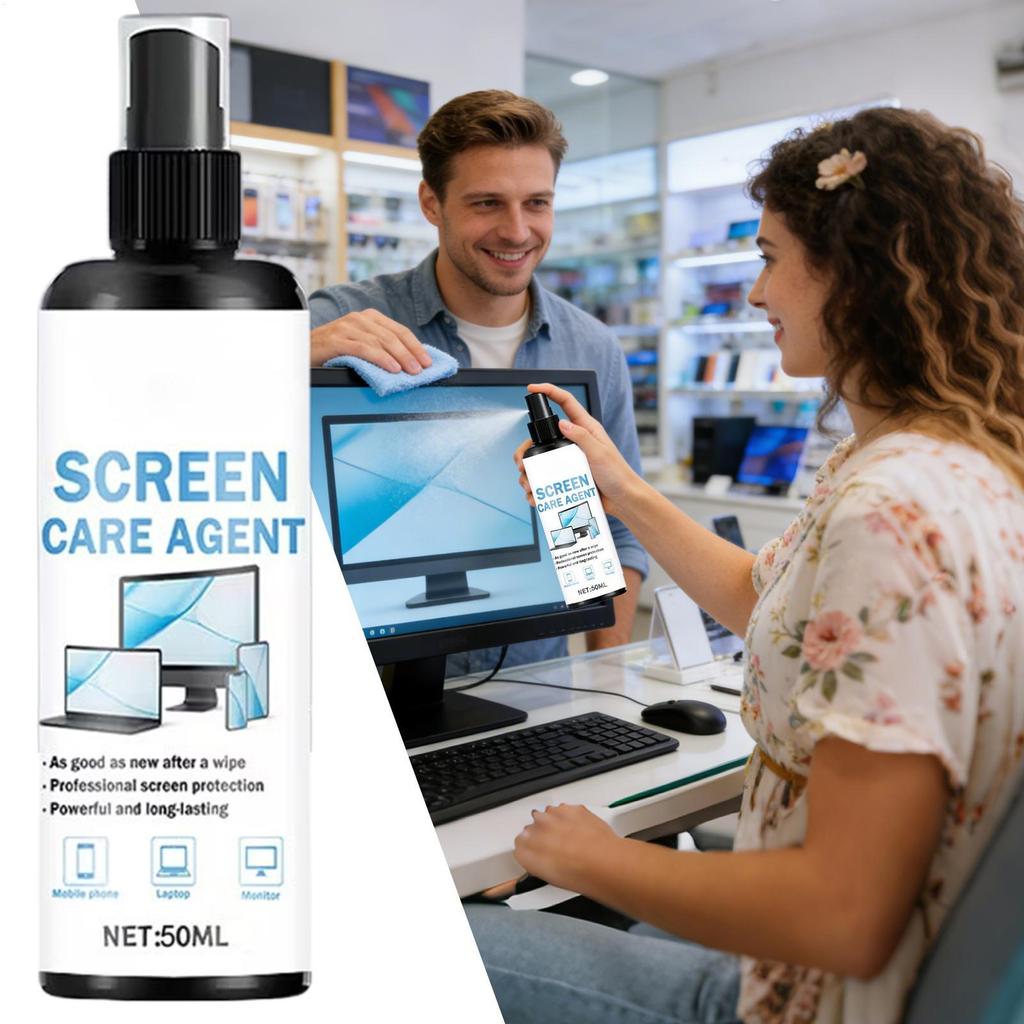 Bildschirmreiniger Spray-Set 50ml mit Tuch für Elektronische Geräte TV Telefon Monitor, Staubentferner für Brillenlinsen
