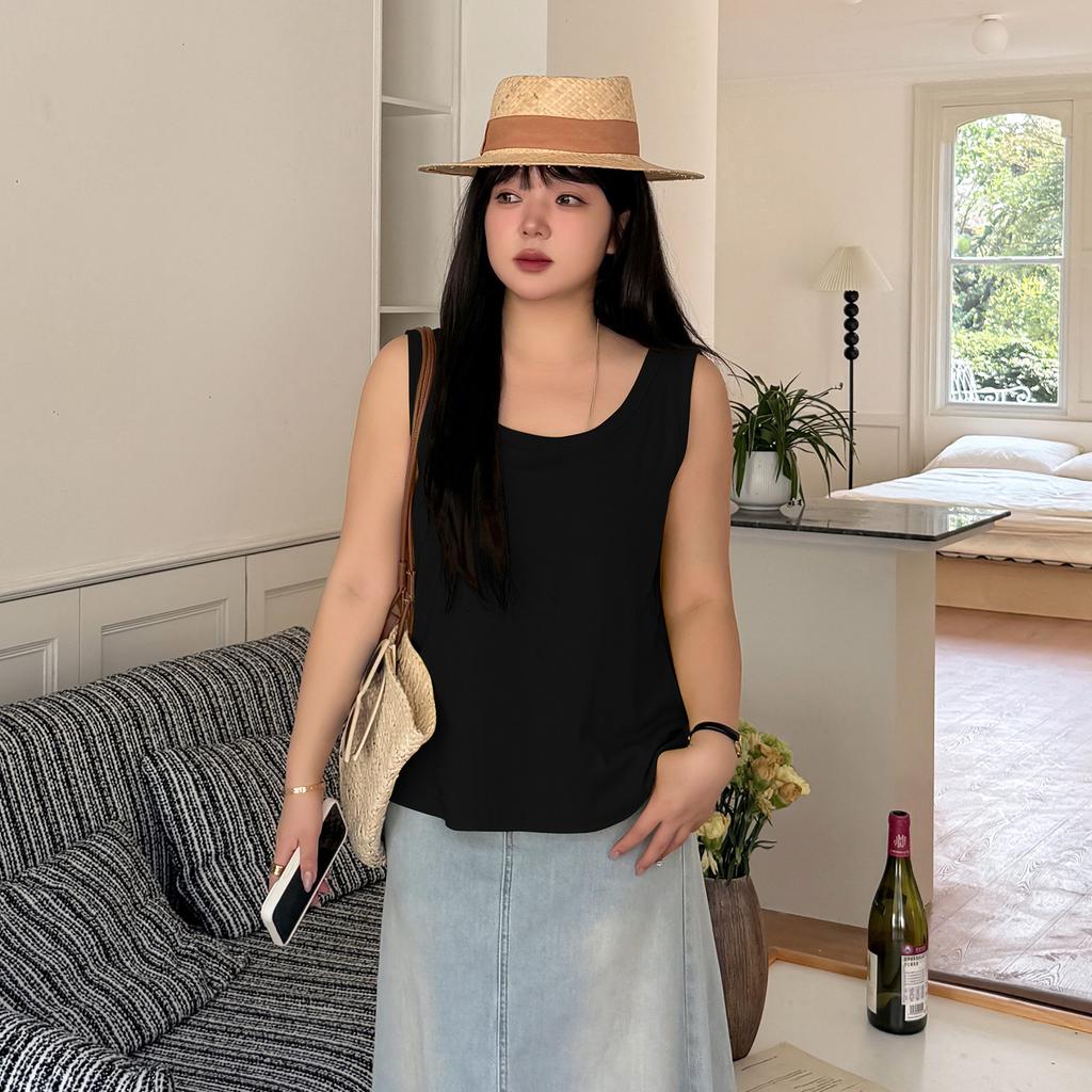 Large Size Women's Clothing Simple Solid Color Fashion Single Wear Inner Vest Women's 2026 Spring New Pullover Top 134360