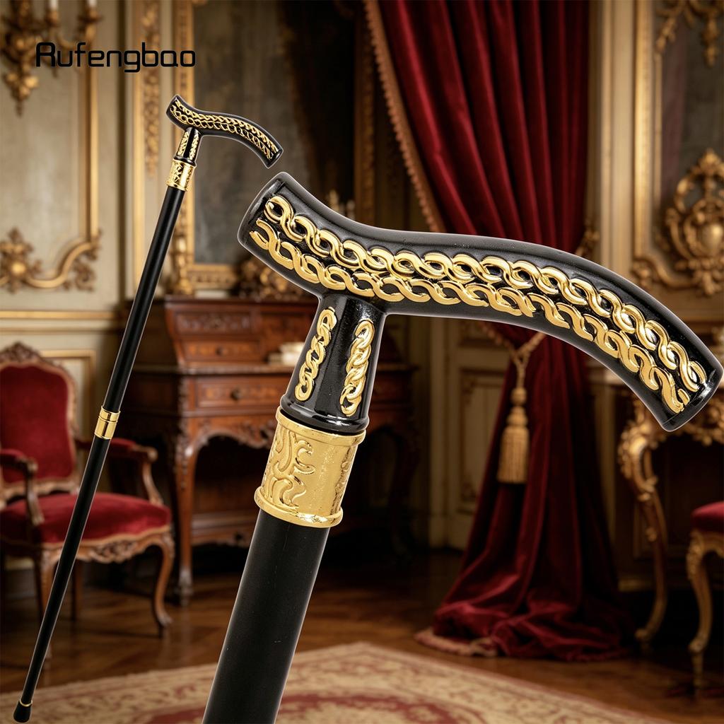 Gelb Schwarze Blume Ähre Luxus Mode Gehstock für Party Dekorative Gehhilfe Elegante Krummstab-Knauf Gehstock 93cm