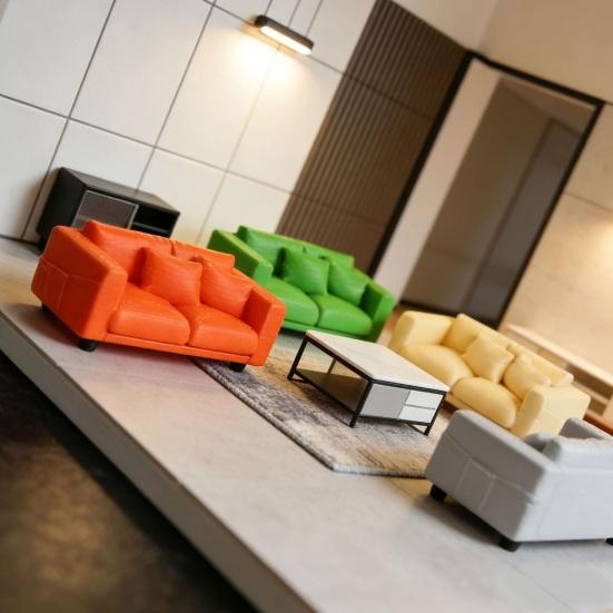 Miniature Couch Tiny Miniature Realistic Couch for 2-Seater Couch Furniture Mini Loveseat