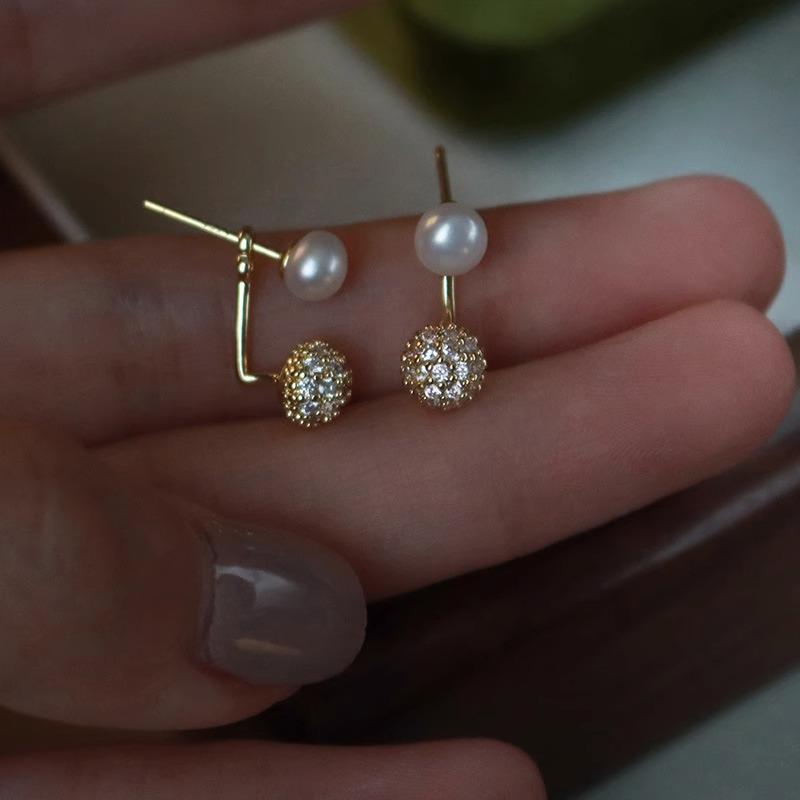 Large Retro 925 Pearl Earrings with Niche Ear Buckles for Women