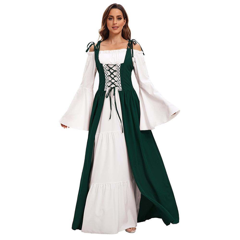 CosplayS-1XL Plus Médiéval Vintage Cour Reine Longue Robe Bal Fête Scène Performance Costume