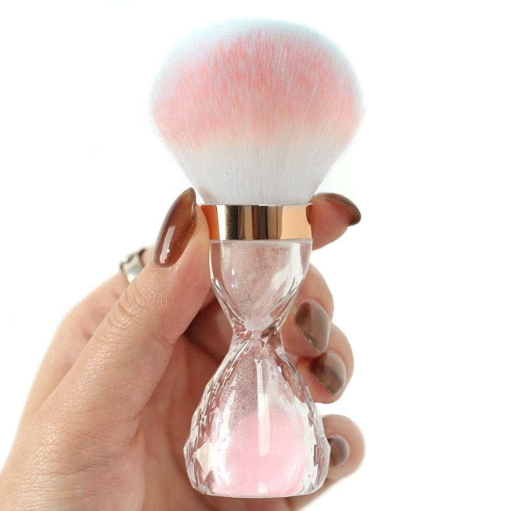 Hourglass-shaped Nail Dust Brush Soft Nail Art Brush  for Home Use or Salon