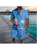 Fashionable Hawaiian Palm Tree 3D Print Men’s Set: Short-Sleeve Shirt and Loose Casual Beach Shorts