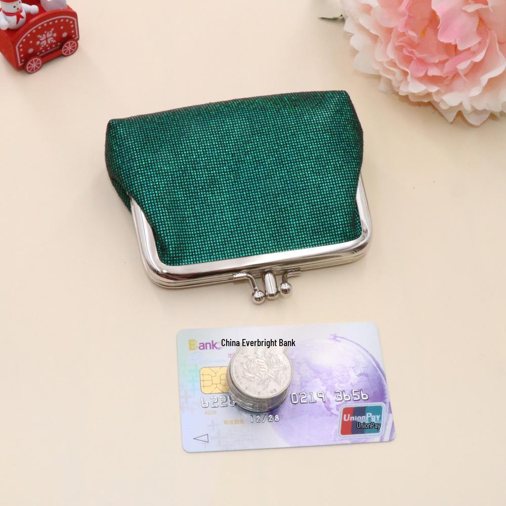 

Korean Double Layer Shiny Grid Wallet: Short Fabric Coin Purse & Student Card Holder for Ladies 4-inch Double Layer