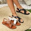 Mote Damesandaler 2025 Sommersandaler Flate Mykt Skinn Damesko Casual Utendørs Strand Romerske Sandaler Sko for Damer Tøfler