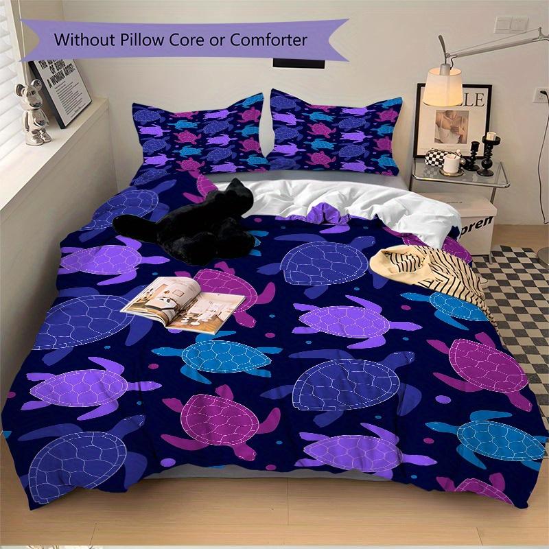 3pcs Turtle Pattern Bedding Set, Breathable and Soft, Suitable for All Seasons, Ideal for Home Use, Suitable for Bedroom Decor 21129