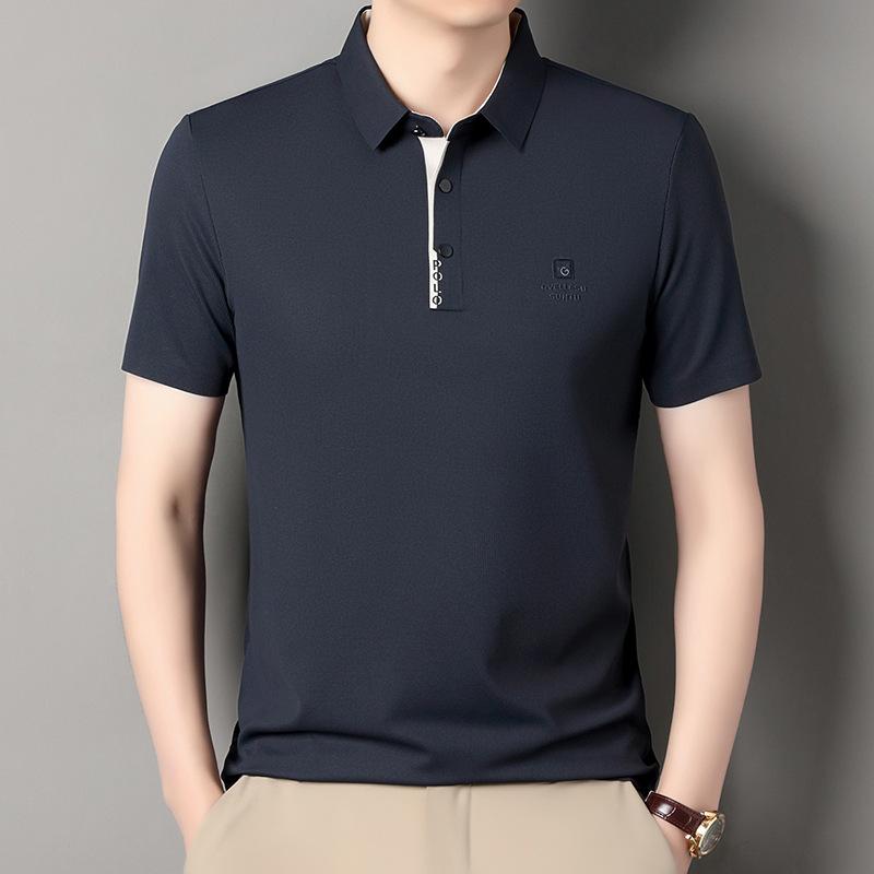 Men'S Short-Sleeved T-Shirt Lapel Polo Shirt Simple Business Casual Top Bottoming Shirt