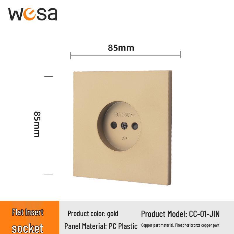 86 Type Stick-on Smart Wall Switch Panel - Gold, One/Two Gang