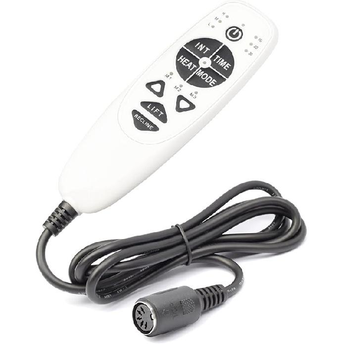 5 Pin Female Plug DN-34A 9 Button Recliner Remote Controller for Heat Vibration & Up/Down, 3 Vibration Mode & 3 Massage Time Option with 1 USB
