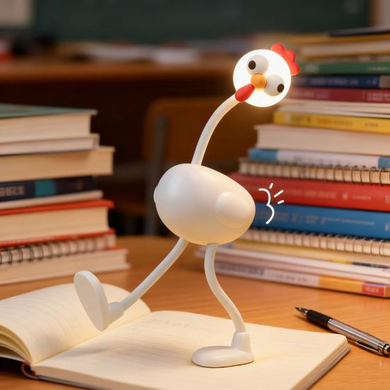 Yousheng Funny Chicken Night Light Flexible LED Desk Light with Bendable Neck And Movable Limbs Portable Bedside Lamp for Sleep Reading And Lighting