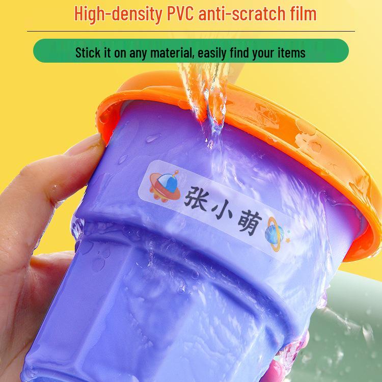 Kids' Waterproof Transparent Name Stickers for School Supplies