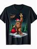 Funny Sasquatch Christmas Xmas Lights Santa Reindeer Men'S T-Shirt