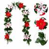 Christmas Artificial Red Flower Garland, Hanging for Holiday Home Decoration and Festive Scene Display