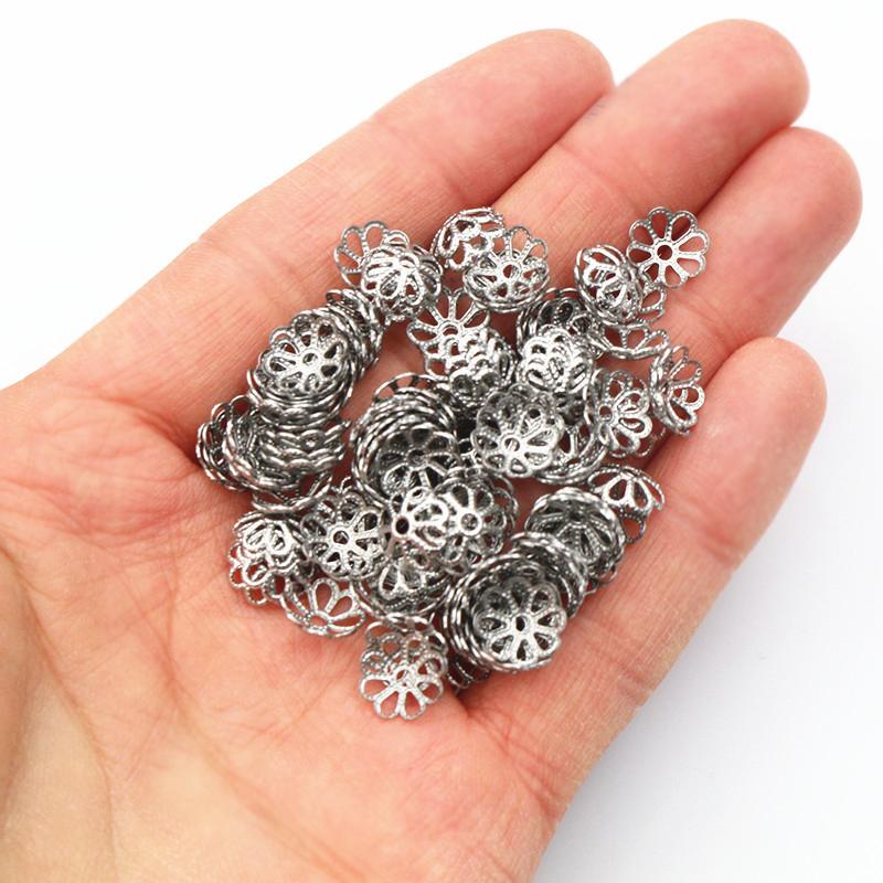 50pcs Stainless Steel Flower Beads Caps Spacer Bead End Caps DIY Jewelry Making Findings For Necklace Bracelet Accessories