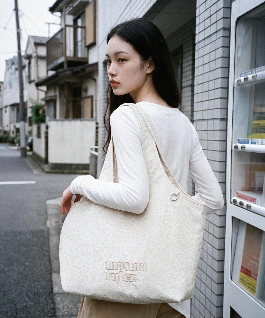 Masmarulez Loose Fit Big Shoulder Bag_Wrinkle Leopard Beige
