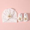 Elastic Infant Turban Hat Breathable Fetal Caps & Matching Socks Set Stylish Girls Clothing Accessories for Baby