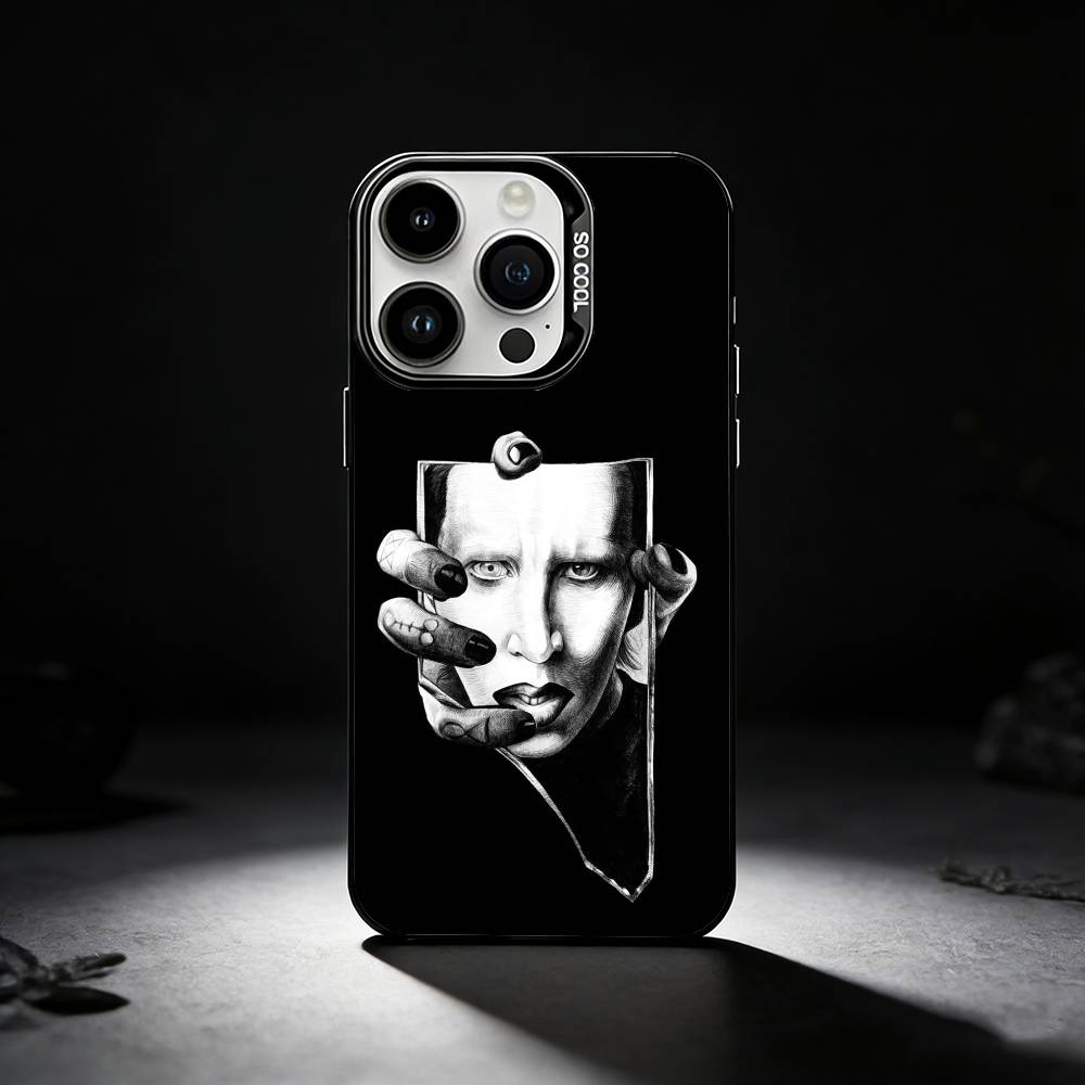 M-Marilyn Singer Manson Phone Case For iPhone 17,16,15,14,13,12,11 Plus,Pro Max,XS,Colored silver phone case