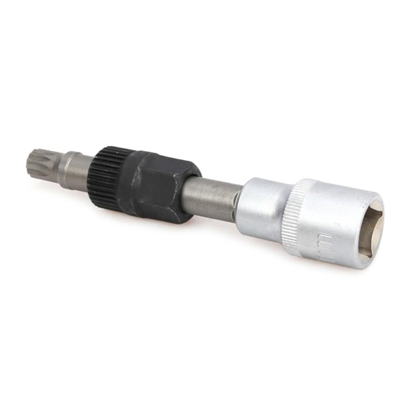 M10 Alternator Pulley Socket Drill Bit with 33 Teeth Tool Alternator Pulley Center Bolt Remover Socket Wrench Tool