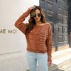 QICED Women's Fashion Casual Solid Color Print Autumn Winter Long Sleeve One Shoulder Loose Sweaters