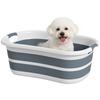Dog Bath Tub, Portable Foldable Dog Bathtub with Drainage Hole, for Small Dogs Puppies Grey