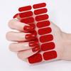 16pcs/packSolid Color Glitter Nail Stickers Nail Polish Film Nail Stickers Summer Party Shiny Red Silver Disposable Nail Sticker