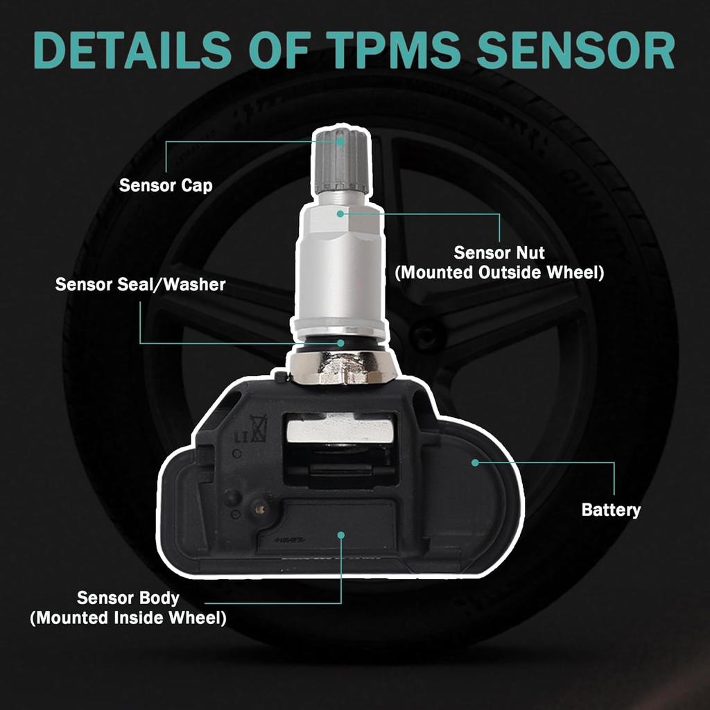 TPMS Tire Pressure Sensors 433MHz Programmed TPMS Sensor Compatible with Mercedes-Benz Smart Infitini Replaces # A0009050030 A0009051804