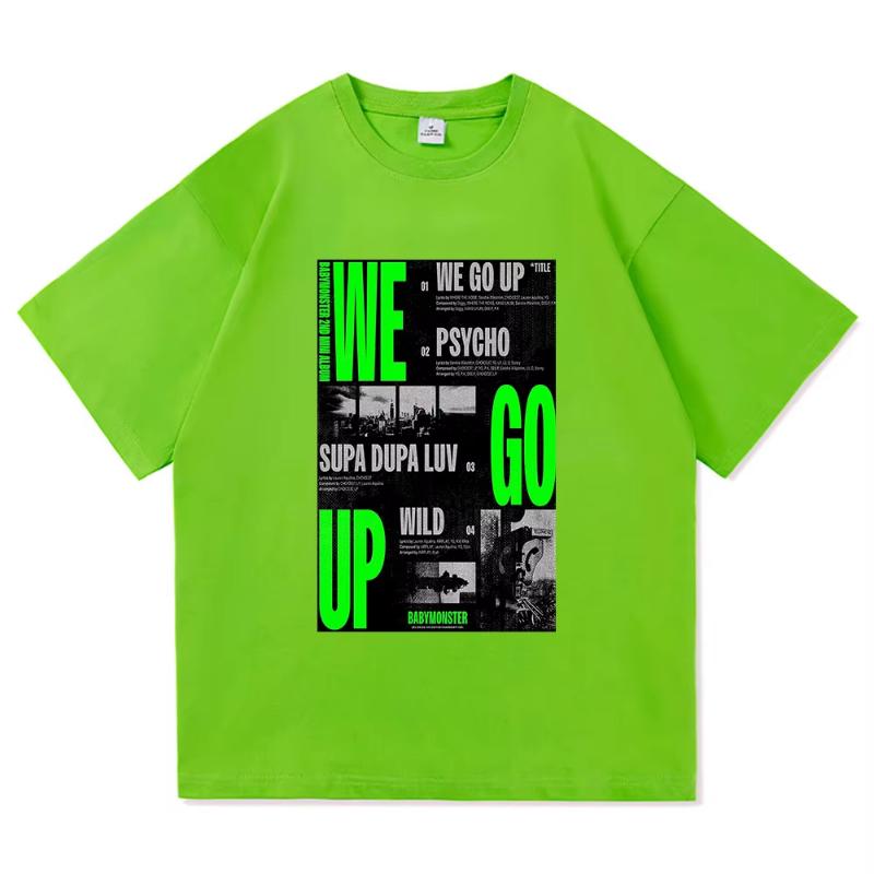 Babymonster Album We Go Up TShirt 2025 Retro UnisexWomen Clothing Vintage Harajuku High Quality Tops for Fans Gifts Cotton TShirts