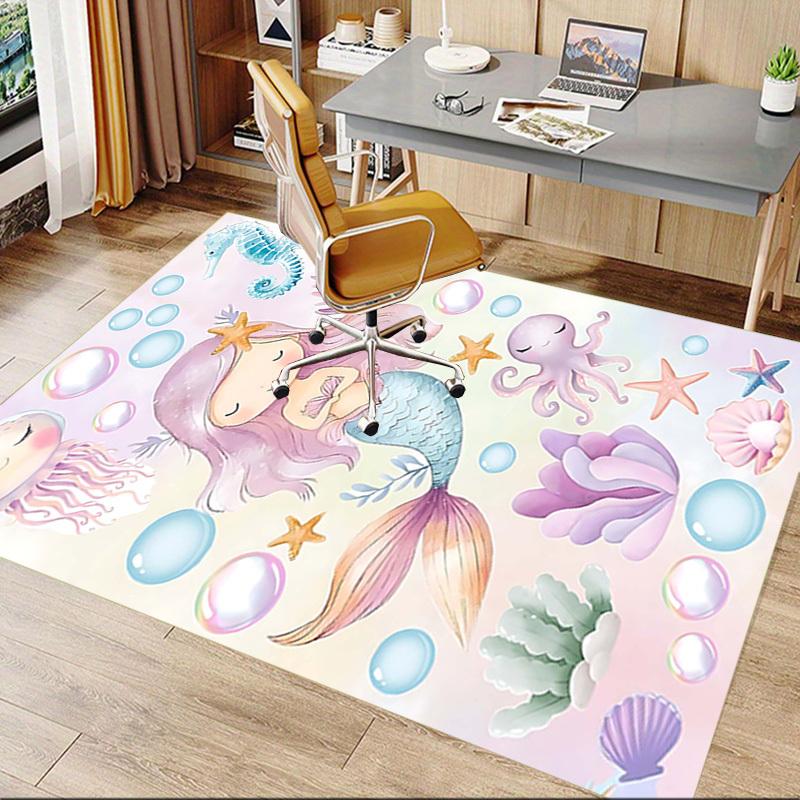 1PC Mermaid Octopus Non-Slip Floor carpet, Office, family, bedroom, Studio - Large Area Rug, Vibrant Colors, Longlasting Material-X415