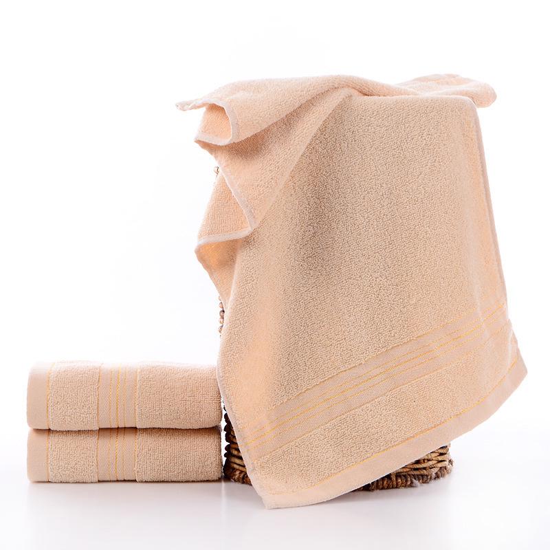 Premium Absorbent Cotton Bath Towel with Gold Thread Grid Edge - Non-Shedding & Face-Friendly 35x75cm бежевый