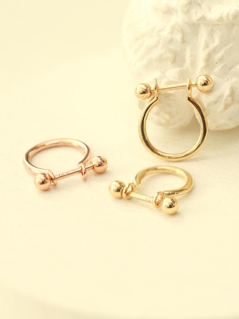 Minimalpiercing 14K Simple C-Shaped Inner Conch Piercing Earrings
