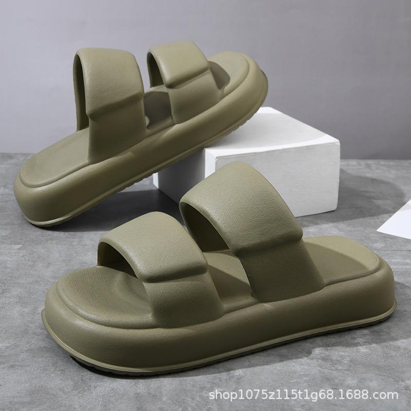 

Летние новые мужские однотонные шлепанцы на толстой подошве, нескользящие, износостойкие, простые, повседневные, для улицы, пляжа, крутые шлепанцы 44-45 зелёный