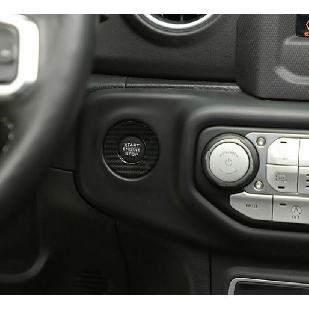 Engine Start Stop Switch Cover Trim for Jeep Wrangler JL JT 18+ Carbon Fiber ABS