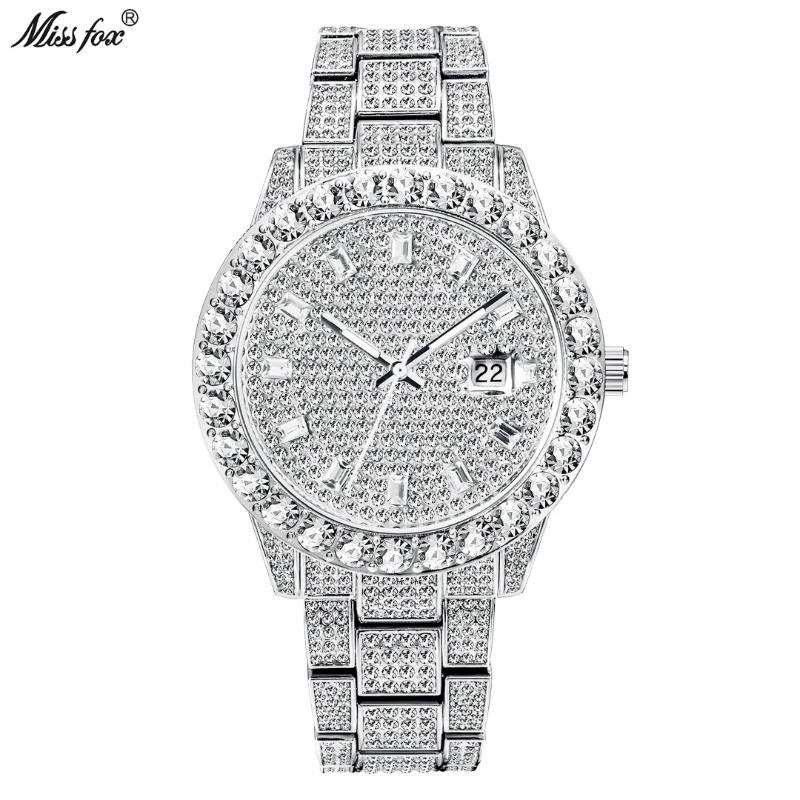 MISSFOX Watch, High-End Fashion Dial Full Diamond Watch Men's Hip Hop Quartz Watch