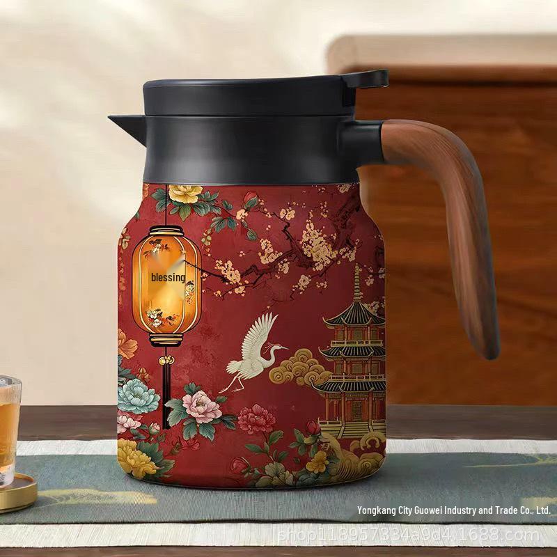 Exquisite 316 Stainless Steel Insulated Tea Pot with Portable Handle for Stewing