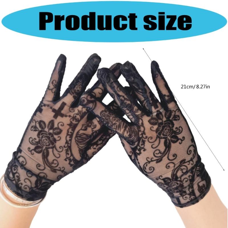 Breathable Elastic Gloves with Gothic Skull Design Perfect for Halloween Costumes Cosplay Event and Themed Parties
