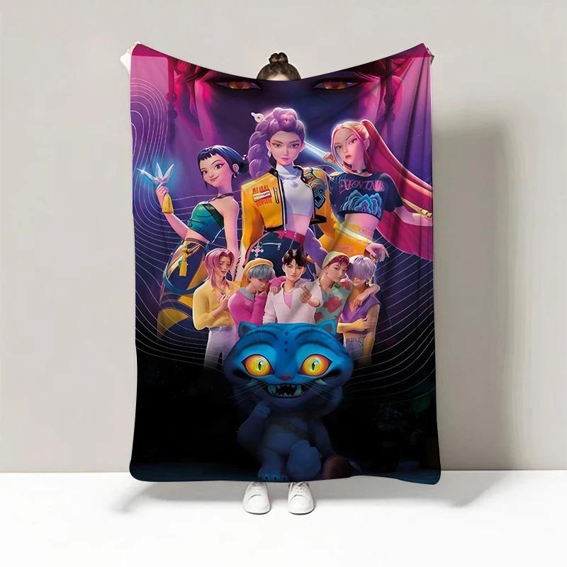 K-Pop D-emon H-unters Anime flannel blanket, soft and comfortable, suitable for home travel party gifts