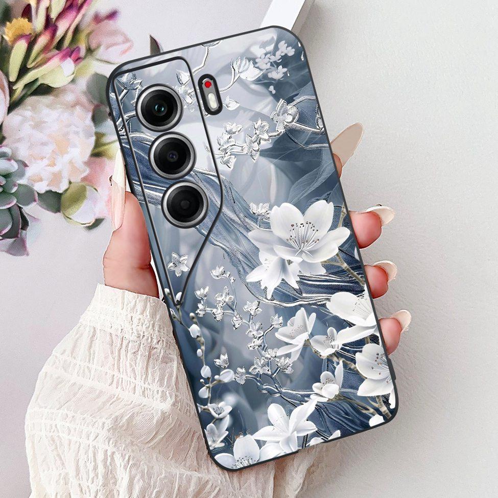 For Tecno Camon 40 Case CM5 Silicone Cute Cat Fashion Flowers Funny Painted Back Cover For Techno Camon 40 Phone Case Bumper