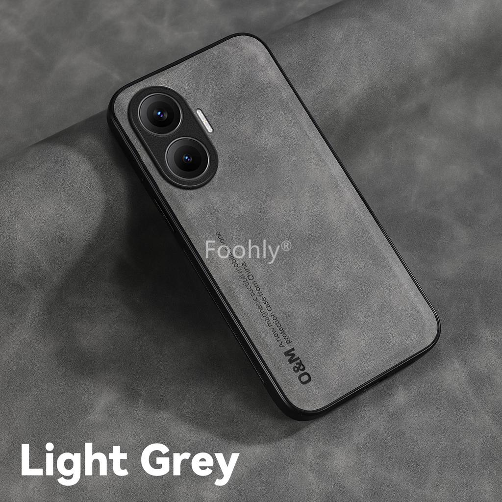 Nubuck Leather Magnetic Case for Xiaomi Poco F7 5G Protective Cover Shockproof Back Shell Coque Capa Fundas