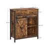 VASAGLE Armadio Contenitore, Credenza e Mobile TV, Mobile a Terra Autoportante con 1 Cassetto e Porta a Scomparsa Stile Rustico, Industriale, Marrone Rustico e Nero