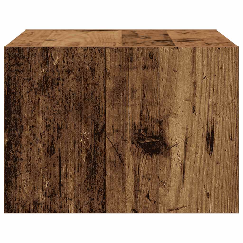 Wall Mounted Nightstand with LED Lights Vintage Wood Look