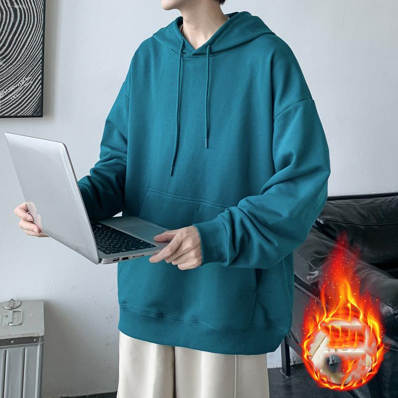 Sweat à capuche décontracté et confortable pour homme, haut ample, couleur unie, pour le sport et le printemps-automne