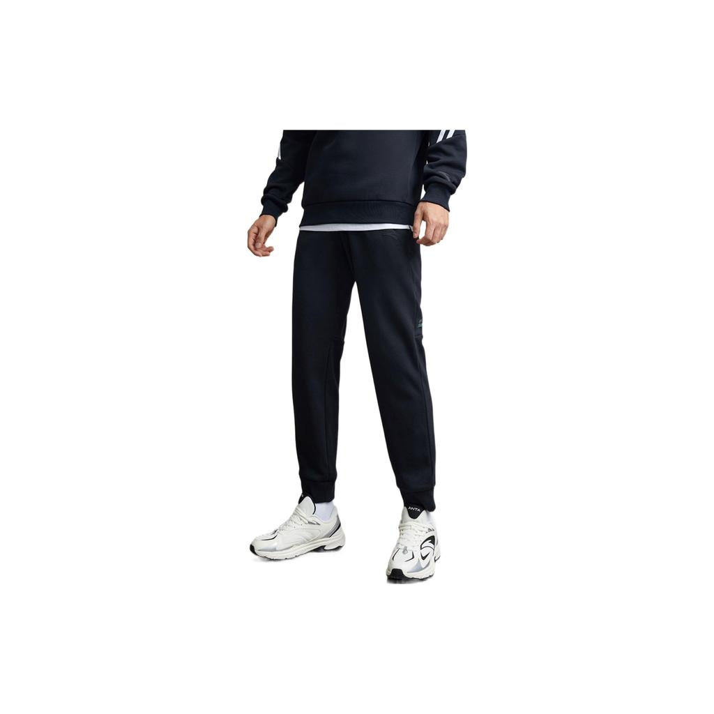 Anta Solid Print Elastic Waistband Sports Pants Men Bottoms Black 152247304-3
