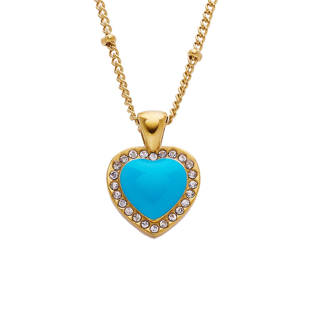Color -Colored Titanium Steel Love Pendant Simple Light Luxury Diamond Fixture Chain
