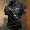 Patriotic Essential! Short Sleeve Polo, Flag & Cross Print, Casual Style