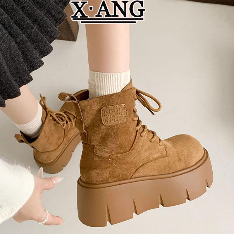 Cowhide version Martin boots children's models in the autumn of 2025 new thick-soled height-increasing and thin small short boots rhubarb boots