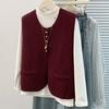 Round Neck Knitted Vest Loose Waistcoat Elegant Sweater Vest Top